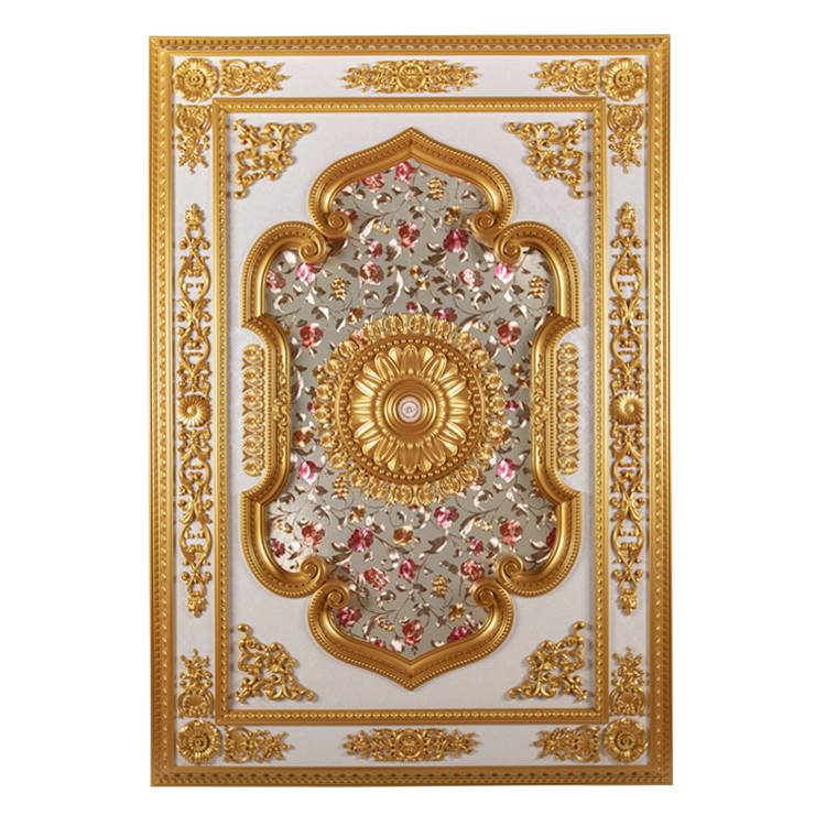 Banruo New Coming Gold PS Rectangular Top Wall Board Medallion Ceiling Design Panel Material for House Lighting Decoration