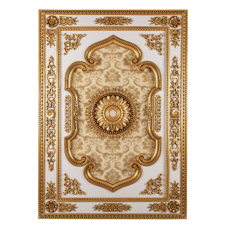 Banruo New Arriving Antique Gold PS Rectangle Top Wall Board Ceiling Fixture Medallion for Living Lighting Decoration