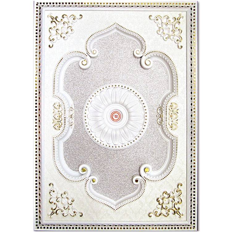 Banruo Hot Selling White PS Rectangle Top Wall Plaque Artistic Ceiling Moulding For Wedding Chandelier Construction