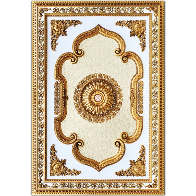 Banruo New European Style PS 3D Decorative Rectangle Ceiling Tiles Rosette Ceiling for Home Decoration