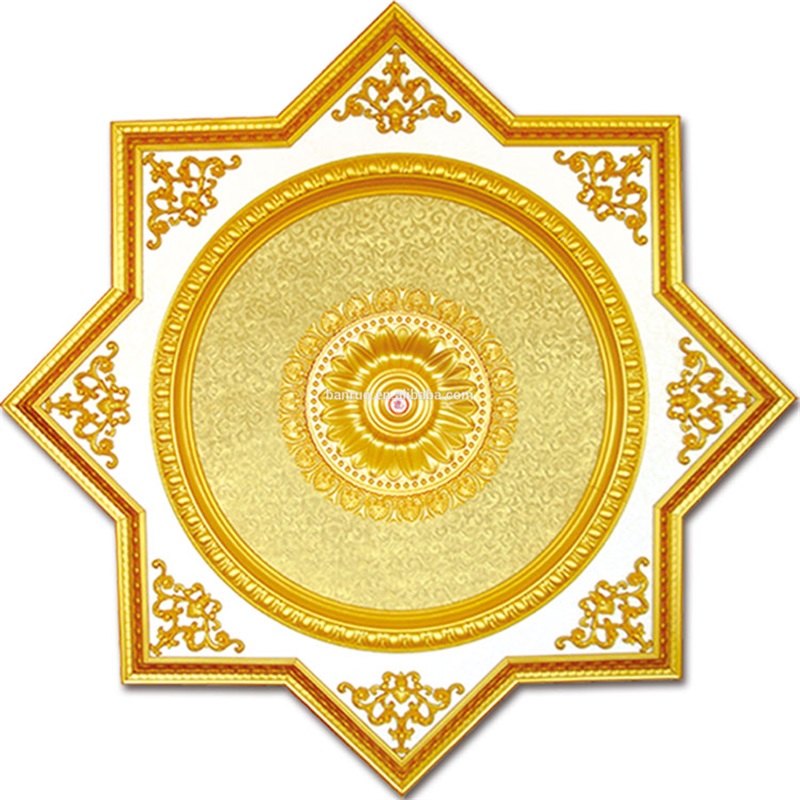 Banruo Factory wholesale ps panel ceiling tiles for decoration polygon gold ceiling medallion board