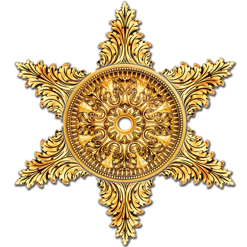 Banruo Golden Artistic Star Shape Ornate Ceiling  Medallions Panel Molding For Light Home Decoration