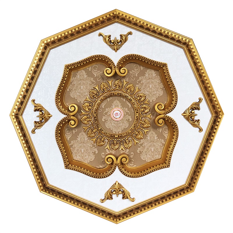 Banruo New Design Artistic Polygon pvc panels ceiling decor Ceiling Medallion Tiles For Sale