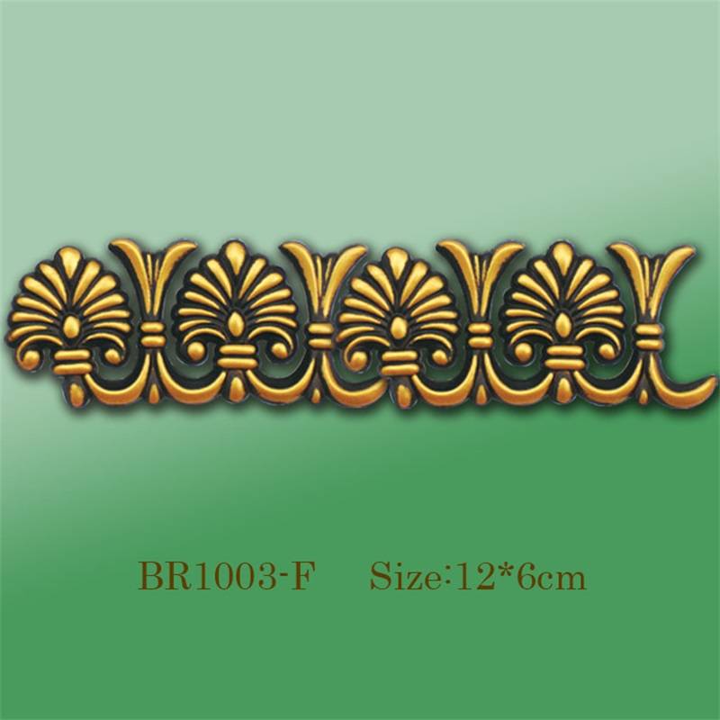 Banruo New Style Antique Gold PS Carving Veneer Ornament Ceiling Appliques Molding For House Decoration
