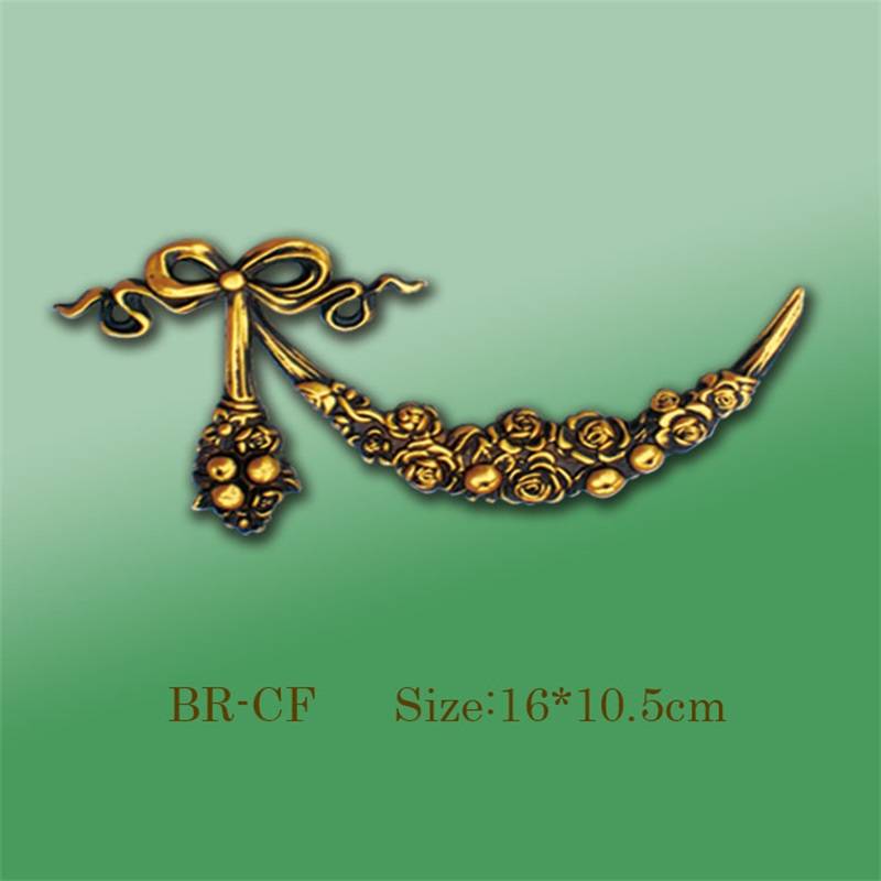 Banruo Bow-knot Style Gold PS Carving Cornice Veneer Ornament Ceiling Appliques Accessories Ornamental Decoration