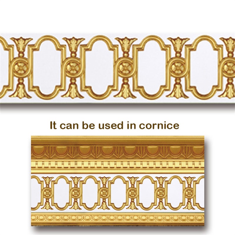 Banruo Wholesale Gold PU Hollowed Veneer Ornament Cornice Applique Furniture Decoration For House