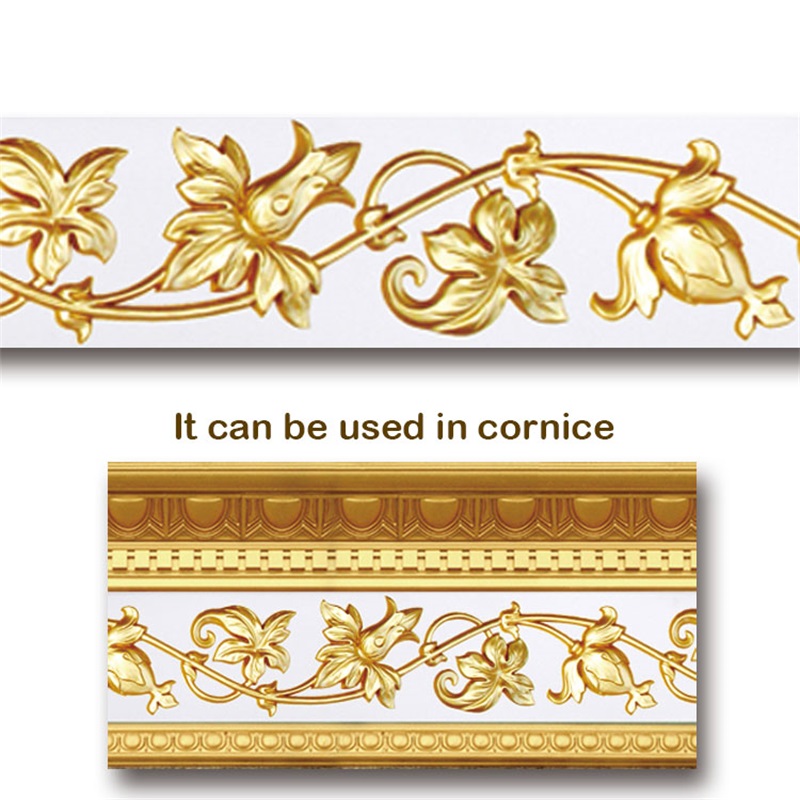 Banruo Flower Gold PU Hollowed Veneer Ornament Cornice Decorative Onlays Appliques Accessories For House