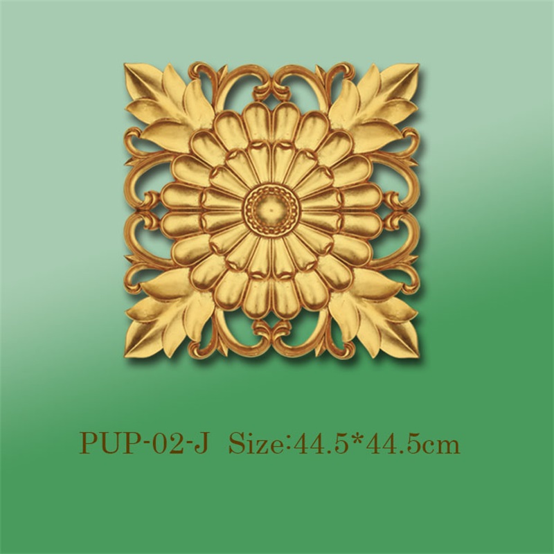 Banruo Gold PU Hollowed Veneer Ornament Panel Face Applique Molding For Furniture Decoration