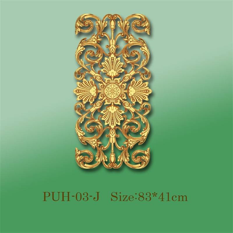 Banruo Wholesale Gold PU Hollowed Veneer Ornamental Panel Face Appliques Accessories For House Decoration