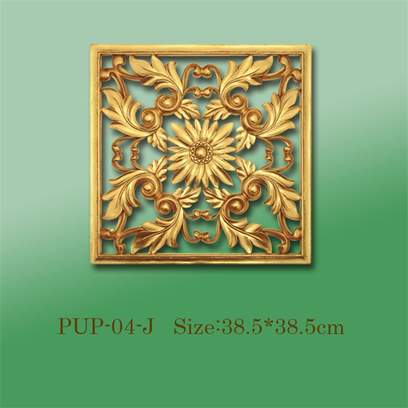 Banruo Wholesale Square PU Hollowed Veneer Decorative Ornaments Panel Face Appliques Accessories For House