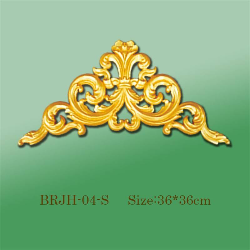 Banruo Golden PS Panel Hollowed Veneer Ornament Corner Molding Appliques Accessories Crown Moulding For Ceiling Decoration