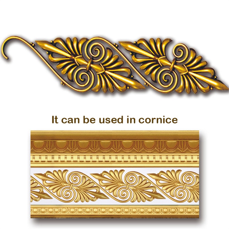 Banruo Leaf Style Gold PS Hollowed Cornice Veneer Ornament Decorative Ceiling Appliques Accessories For House