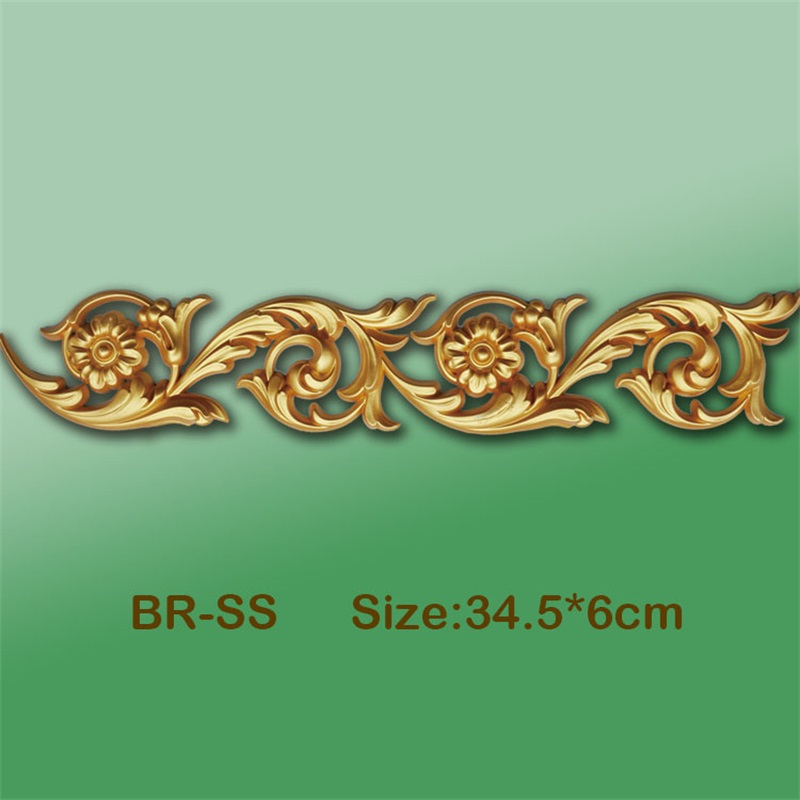 Banruo Flower Classic Style Gold PS Cornice Veneer Ornamental Moulding Appliques Accessories For House Decoration