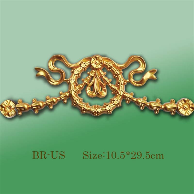 Banruo Bow-knot Style Gold PS Hollowed Cornice Veneer Ornament Architectural Ceiling Appliques Accessories For House Decoration