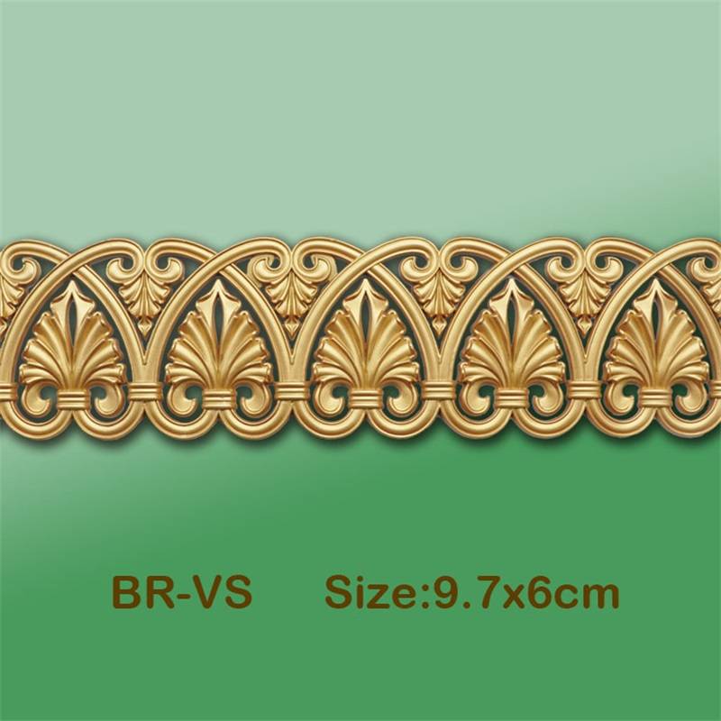 Banruo Leaf Style Gold PS Hollowed Cornice Veneer Ornament Ceiling Applique Furniture Decoration For House