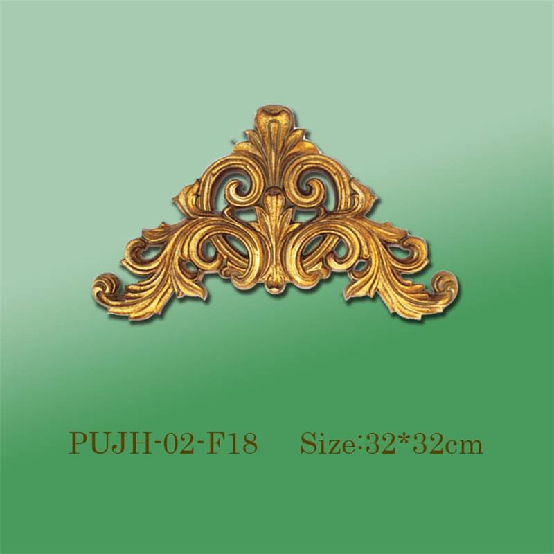 Banruo Wholesale Golden PU Panel Hollowed Veneer Ornament Corner Applique Molding Accessories For Ceiling Decoration
