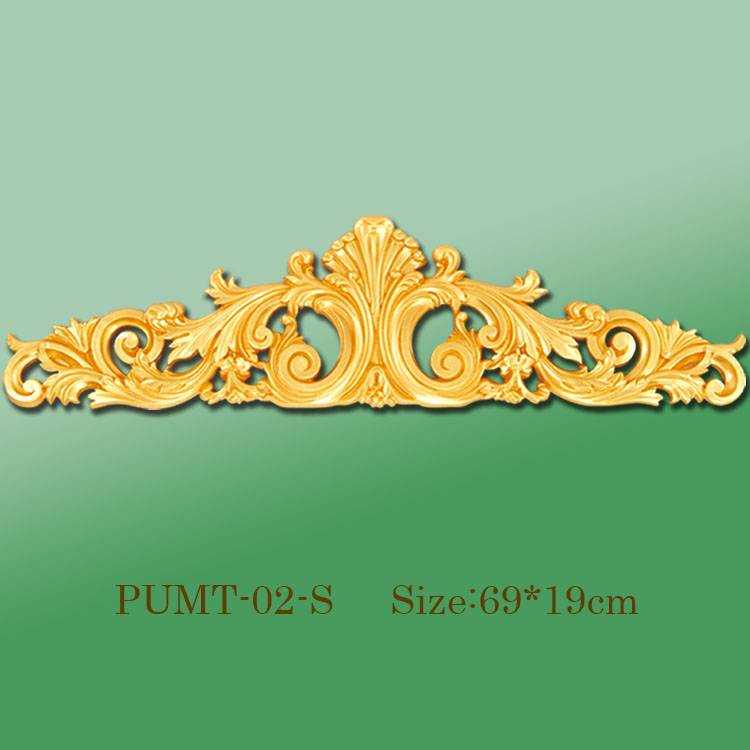 Banruo Factory Price Golden Veneer Accessories Ornament Polyurethane Appliques Molding For Wall Panel Decoration