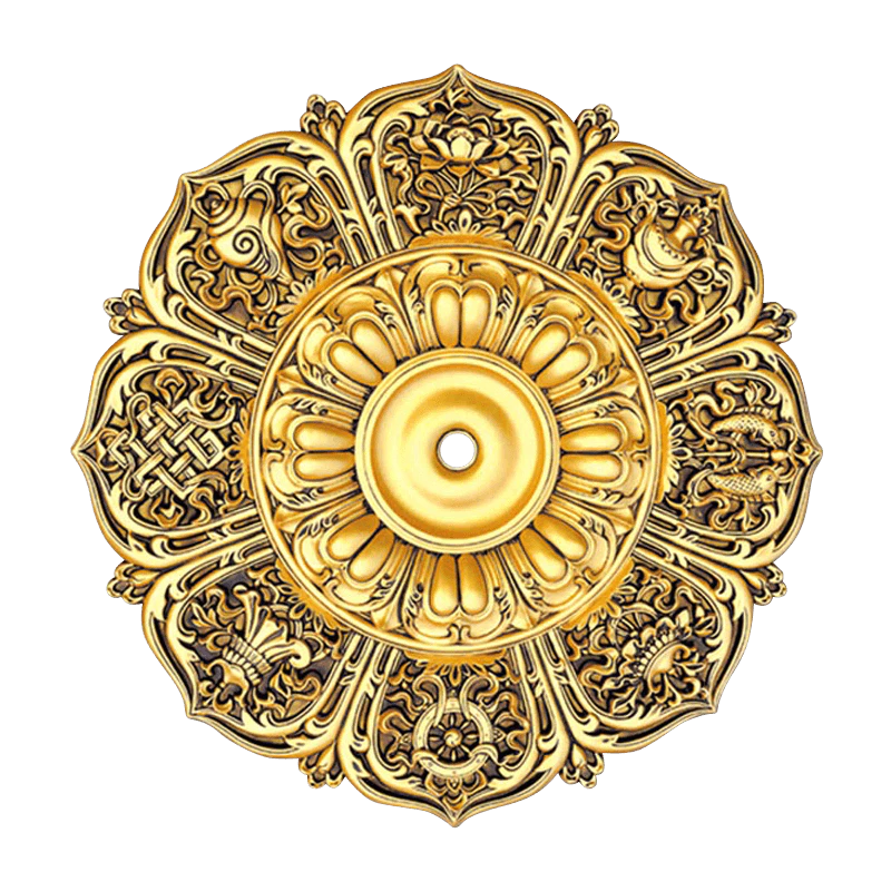 Banruo Artistic Flower Shape Antique Gold Polyurethane Ceiling Medallions for Chandelier