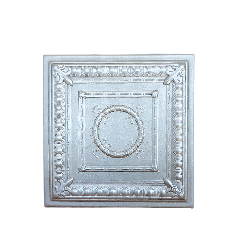 Banruo Low Price Decorative Silver Styrofoam Easy to Glue Ceiling Decor Tiles Panel 3d Wall