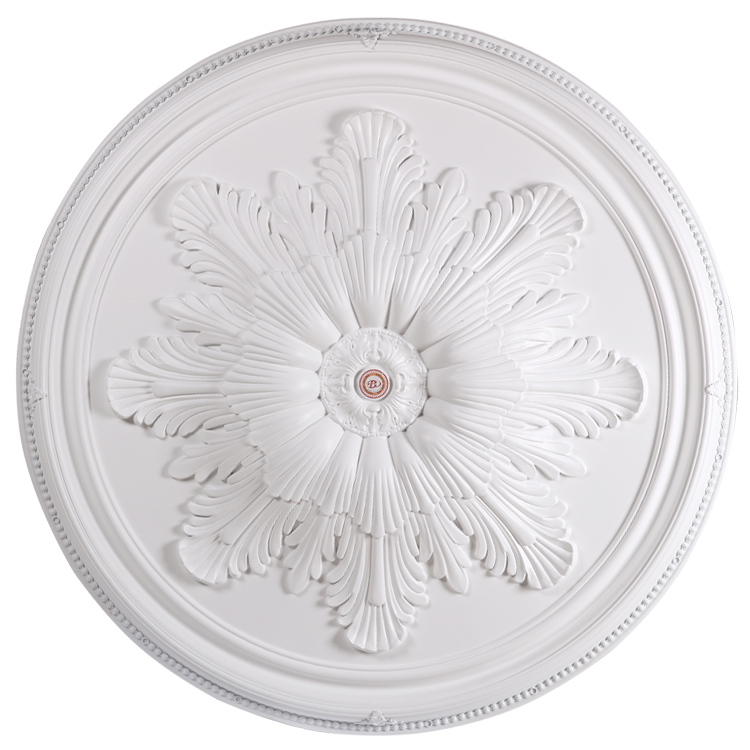 Banruo new arrival style flower carved plastic PS artistic ceiling tiles medallion for home top wall decoration