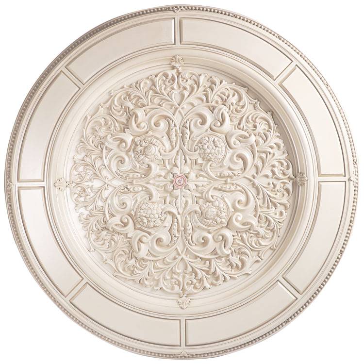 Banruo artistic lightweight Ivory white flower carved top wall board residential ceiling panels for bedroom decoration