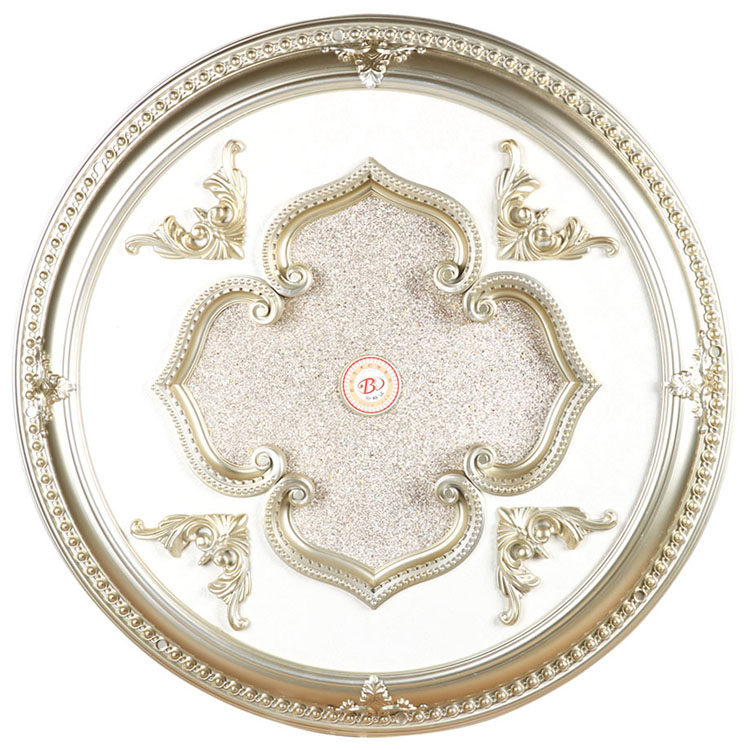 Banruo European Style Decorative Round PS Plastic Artistic Ceiling Medallion Tiles Panel For Interior Lighting Decor