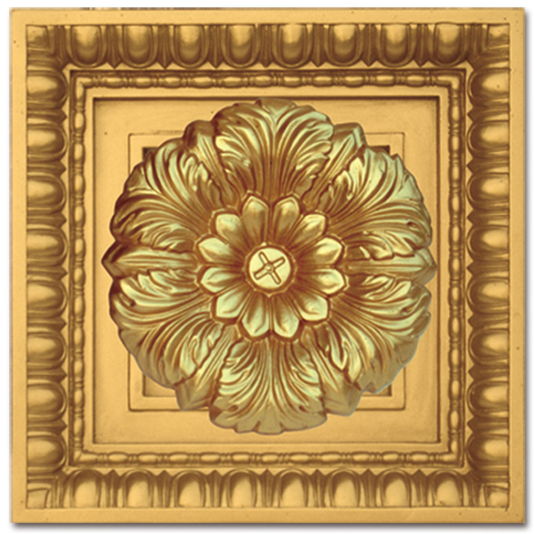 Banruo Artistic PU Square Decorative Light Panel Carved Flower Church Nice Ceiling Tiles Wall Roof Board