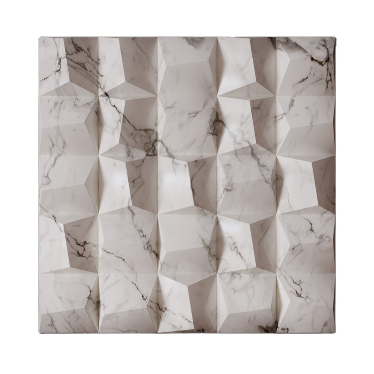 Banruo Eco Friendly PU Plastic Faux Marble TV Background 3D Feature Wall Tiles For Interior Decoration