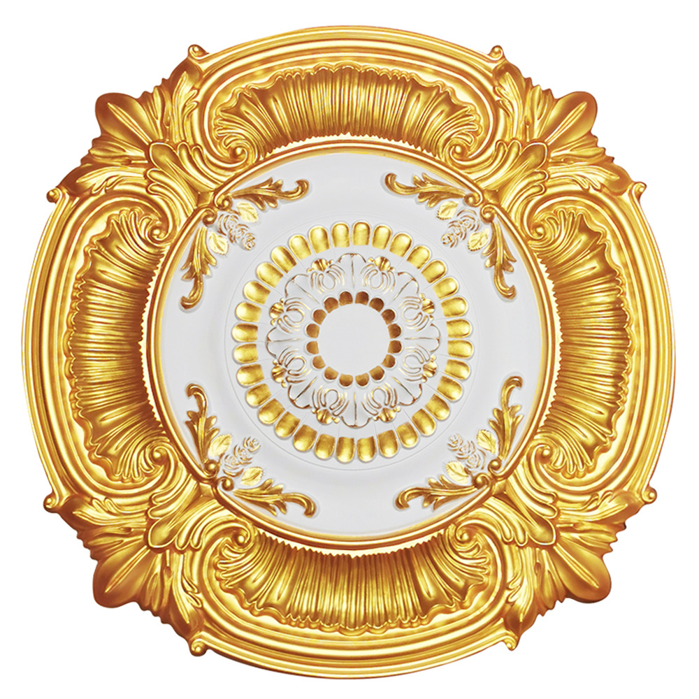 Banruo Decorative PU Gold Top Ceiling Tiles Medallion For Interior Lighting Decor
