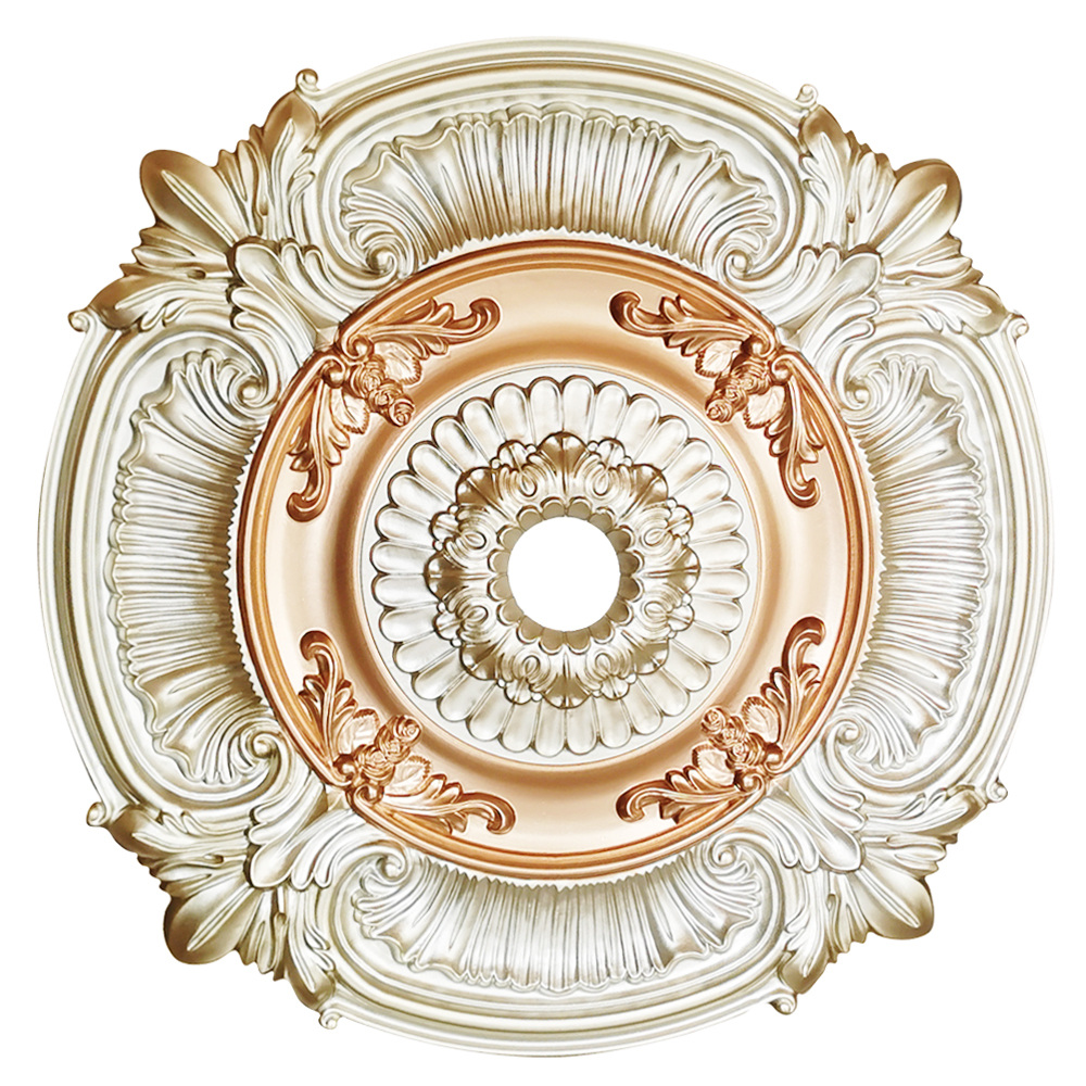 Banruo Luxurious PU Ceiling Medallion For Villas Building Decoration Standard Ceiling Tiles