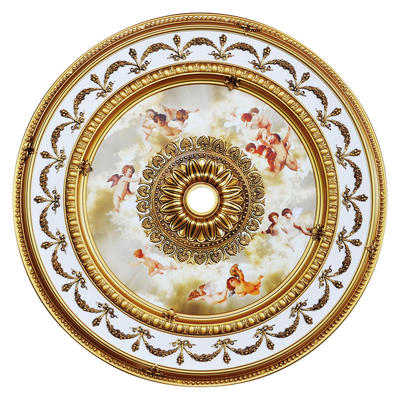 Banruo Gold and White Classic PS Polystyrene Interior Ceiling Tiles Medallions