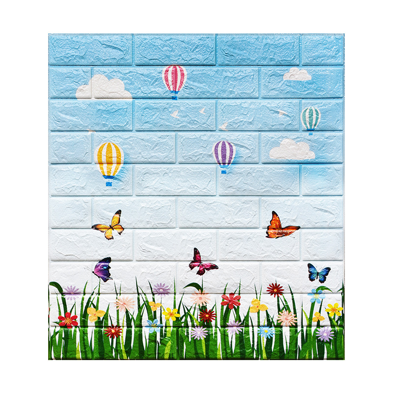 Cheap Price 2020 Pop Cartoon Brick Blue Wallpaper Sticker 3D For Home Interiors